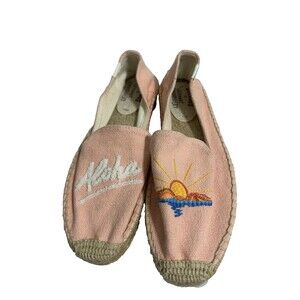 Anthropologie Soludos X Lockhart Embroidered "Aloha" Espadrilles Women's Sz 8